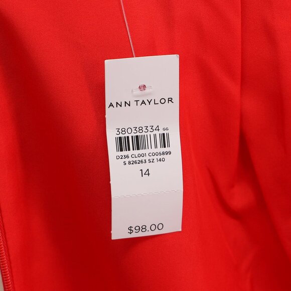 NWT ANN TAYLOR Button Embellished A-Line Wrap Skirt Bright Cherry Red Size 14 - Picture 7 of 10